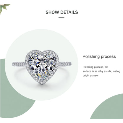 925 Sterling Silve Elegant Romantic Sparkling Zircon Heart Rings For Women - Classic Wedding Jewelry