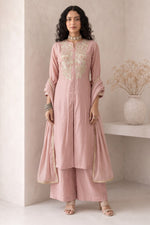 Pale Peach A-Line Women Kurta Set with Ankle-Length Pants