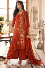 Rust A-Line Engagement Dresses for Women | Kurta & Pant Set