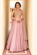 Light Pink Lehenga for Wedding with Net Choli