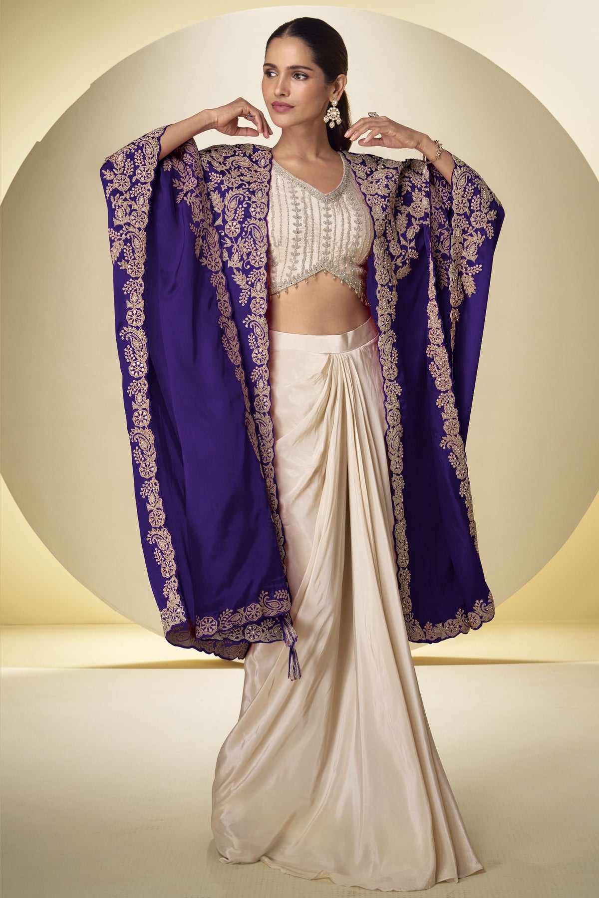 Purple Embroidered Palazzo Suits for Women
