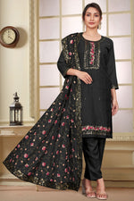 Black Georgette Kameez with Pant For Indian Wedding & Festival - Embroidery Work