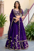Affair Purple Rangoli Silk Wedding Lengha for Women with Zari and Sequins Work