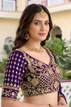 Affair Purple Rangoli Silk Wedding Lengha for Women with Zari and Sequins Work
