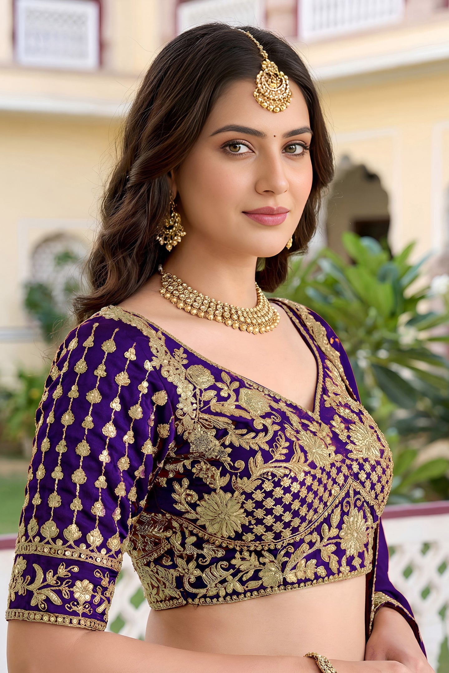 Affair Purple Rangoli Silk Wedding Lengha for Women with Zari and Sequins Work