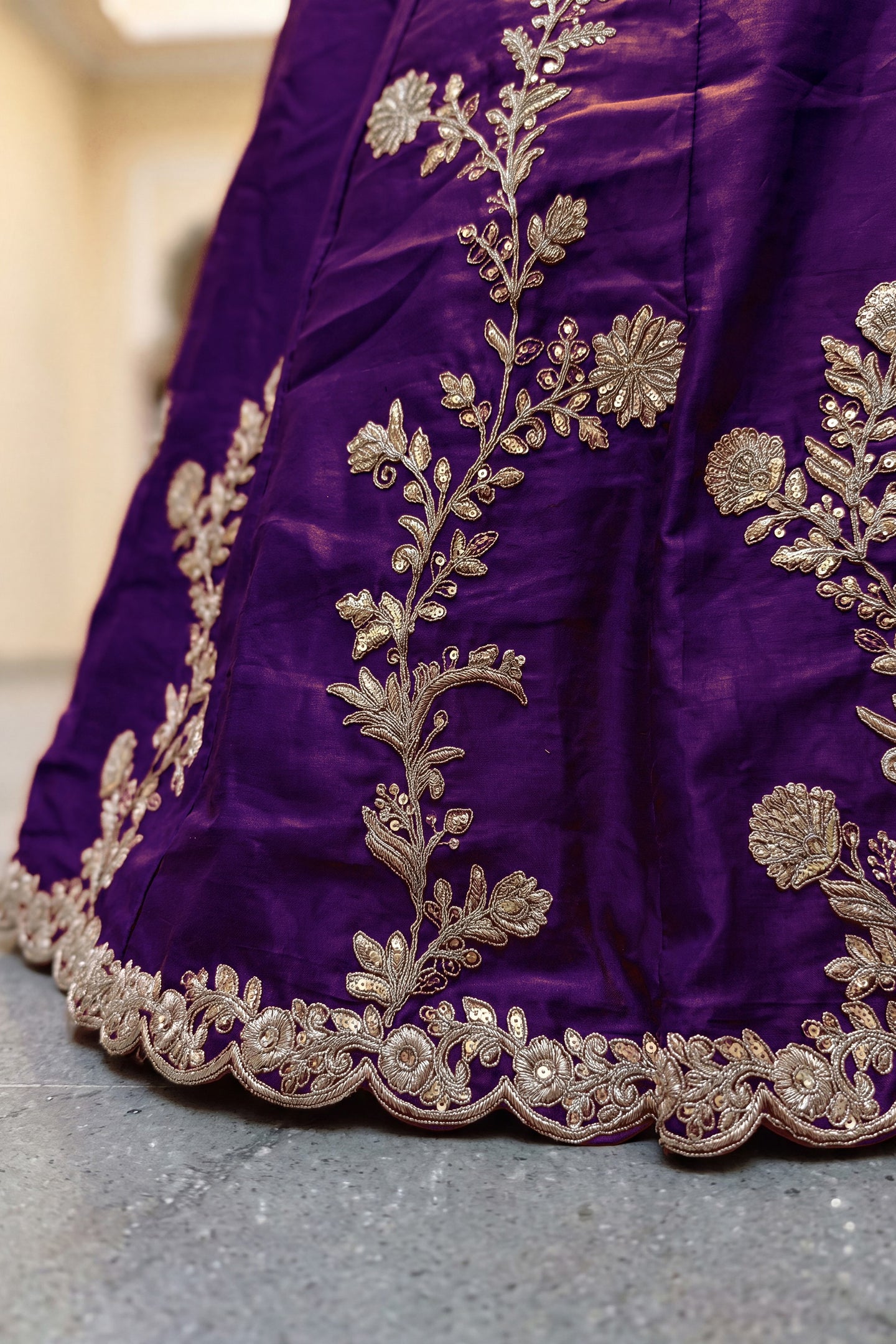 Affair Purple Rangoli Silk Wedding Lengha for Women with Zari and Sequins Work