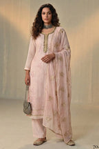 Baby Pink Georgette Kameez With Pant For Indian & Pakistani Wedding Festival - Sequins & Thread Embroidery Work, Khatli Work
