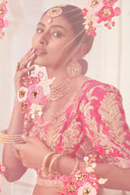 Rose Slub Silk Zari Lehenga Choli with Thread and Sequins Work