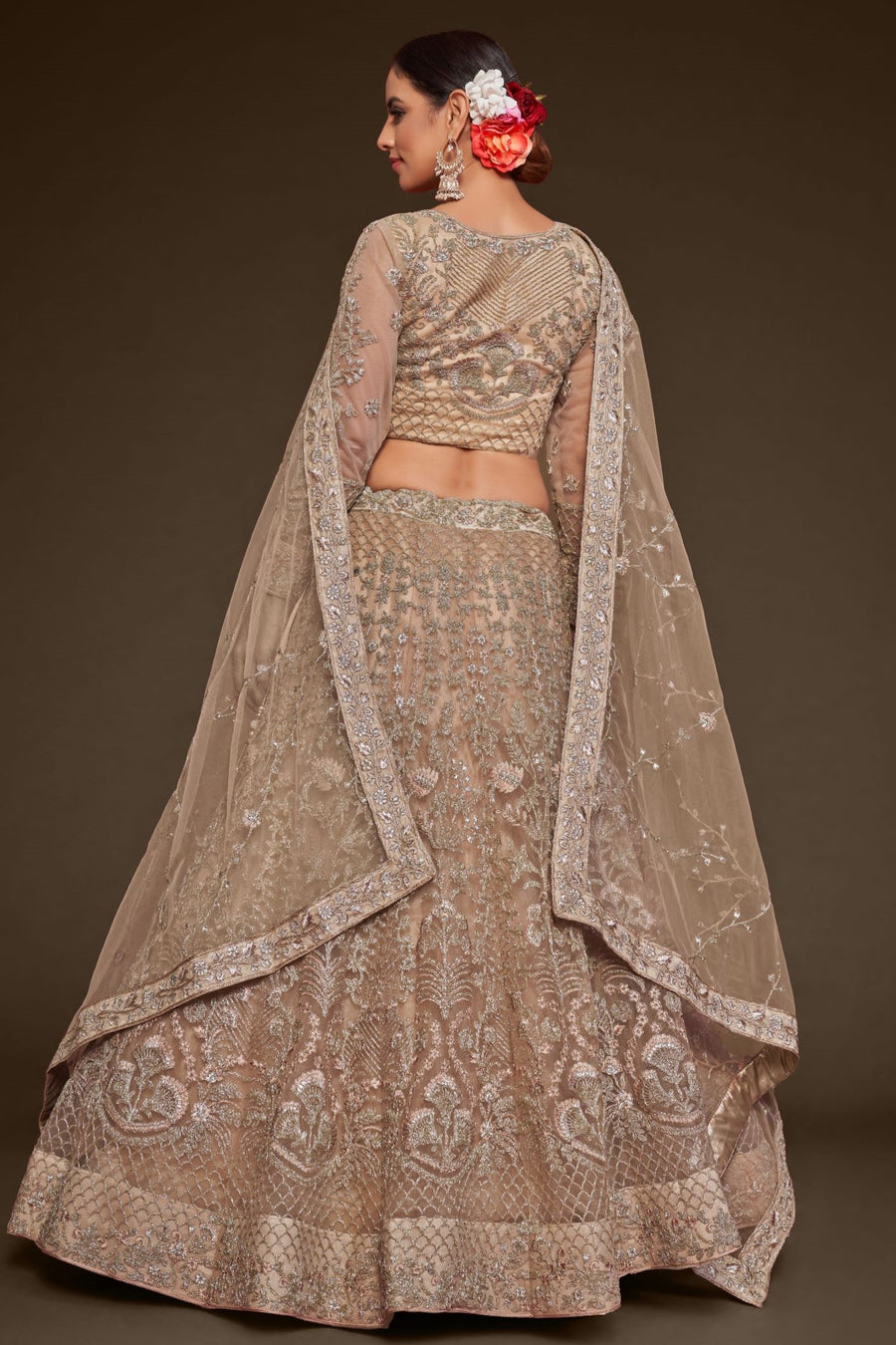 Being Net Pastel Lehenga with Zari and Embroidery Work
