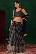 Black Georgette Engagement Lehenga Choli with Zari and Sequins