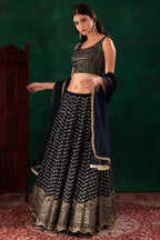 Black Georgette Engagement Lehenga Choli with Zari and Sequins