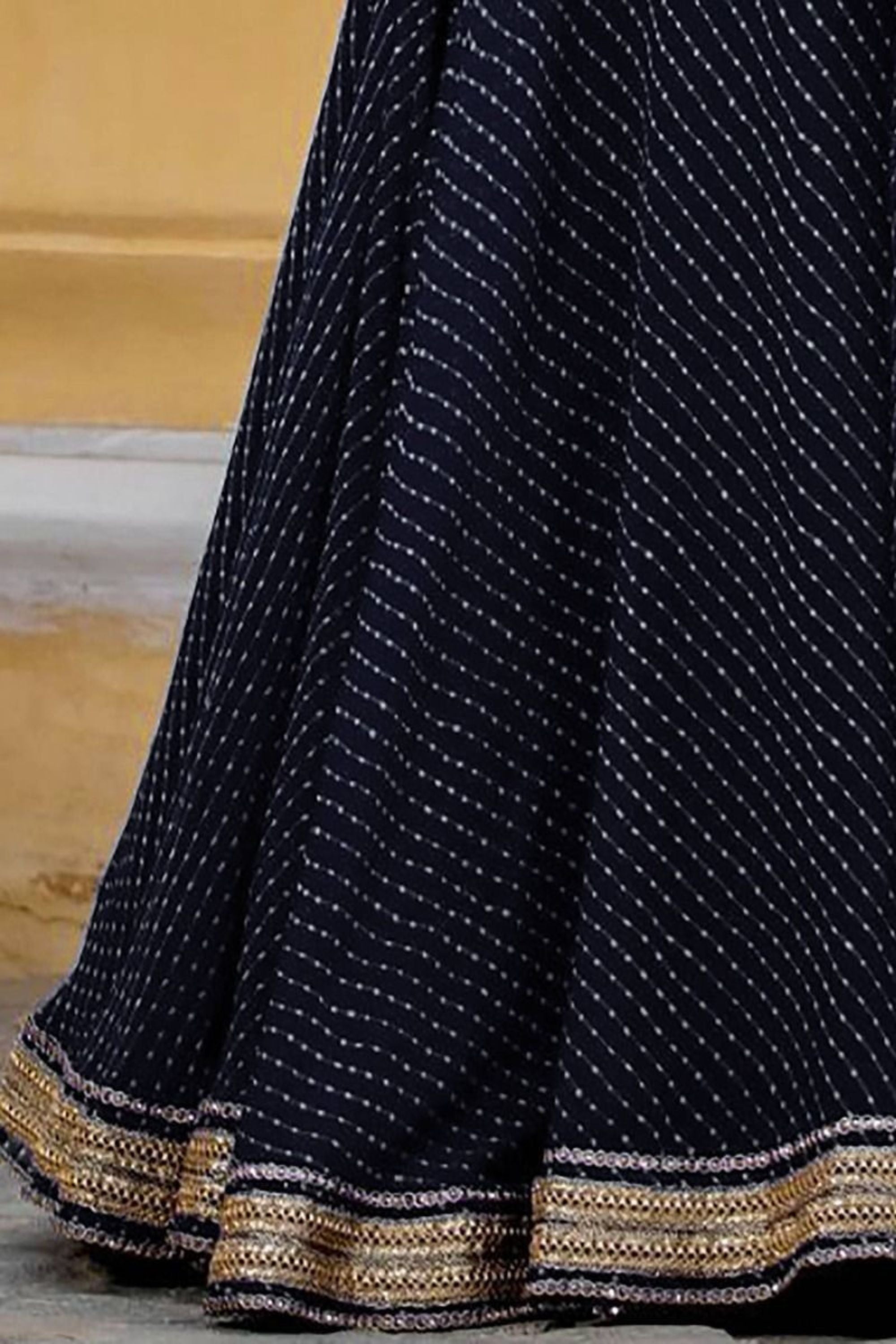 Black Georgette Lengha Choli For Indian Festivals & Pakistani Weddings Dress - Print Work