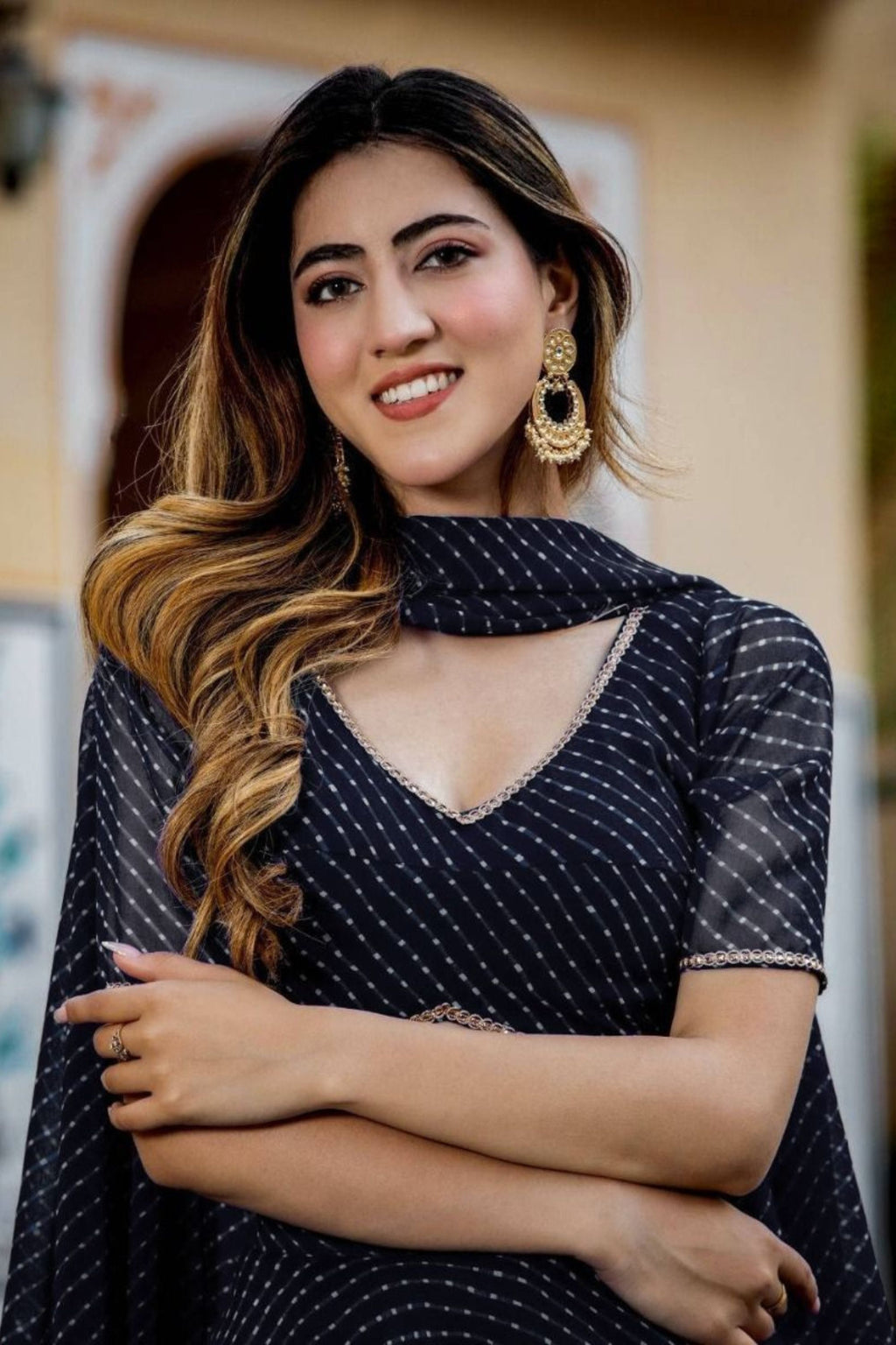 Black Georgette Lengha Choli For Indian Festivals & Pakistani Weddings Dress - Print Work