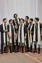 Black Art Silk Groomsmen Kurta Pajama with Embroidery Work