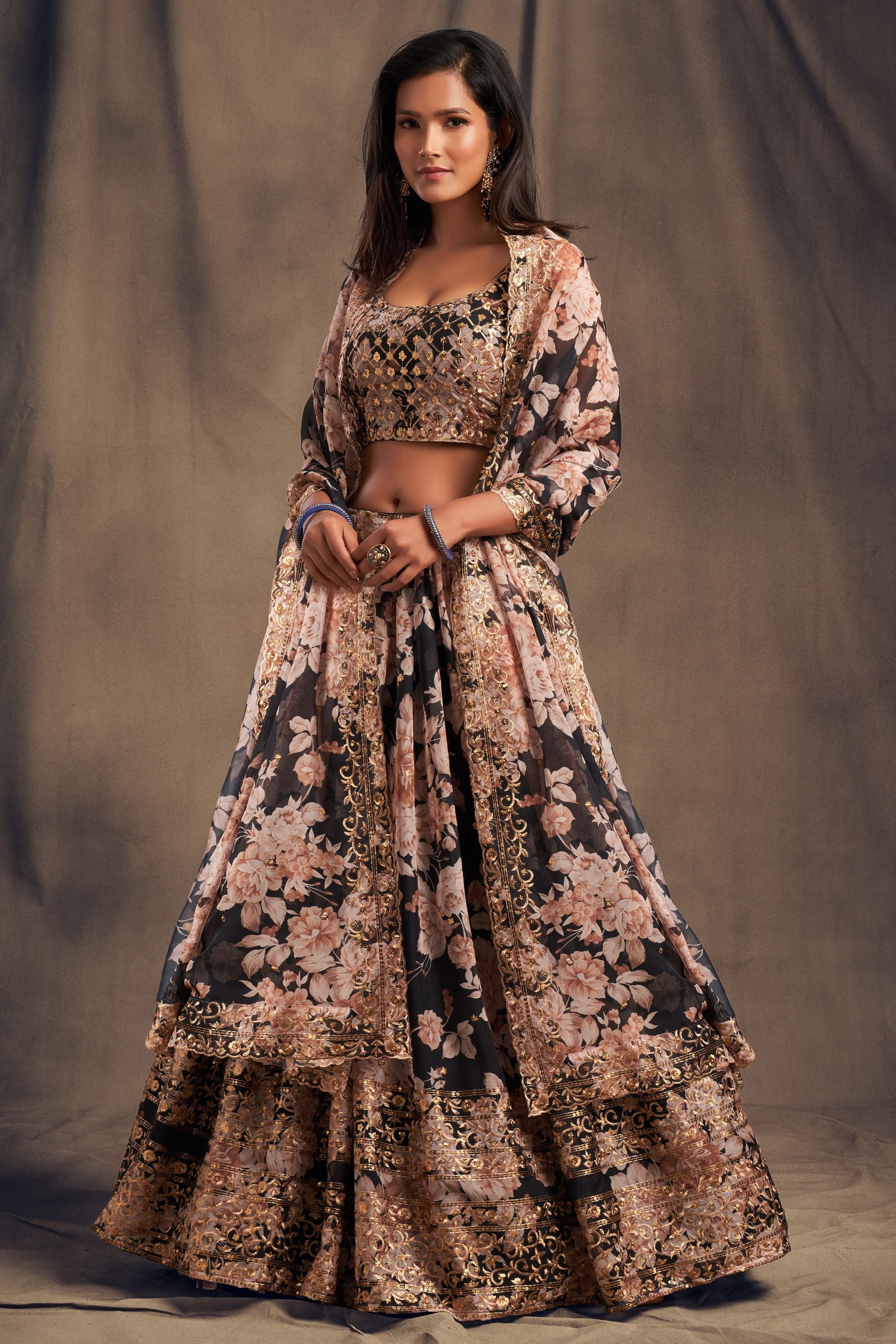 organza floral dress india Pink Organza Maxi Dress
