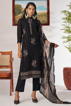 Black Organza Kameez With Pant For Indian & Pakistani Wedding Festival - Thread Embroidery Work