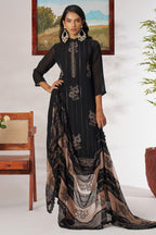 Black Organza Kameez With Pant For Indian & Pakistani Wedding Festival - Thread Embroidery Work