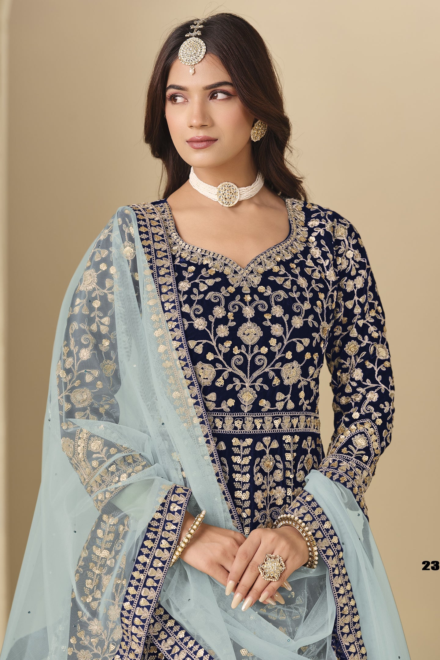 Black Velvet Suit Women Embroidered Anarkali