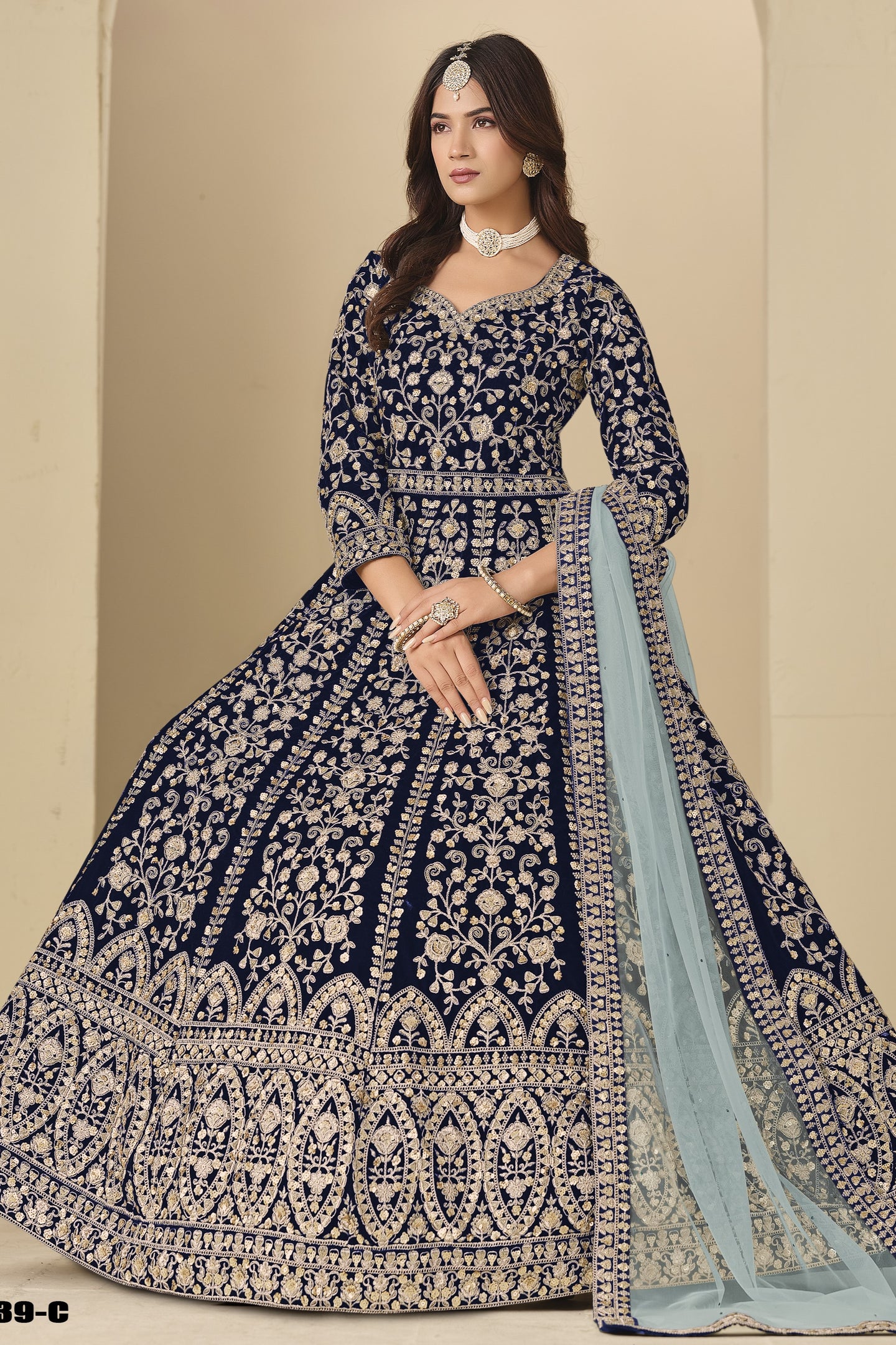 Black Velvet Suit Women Embroidered Anarkali