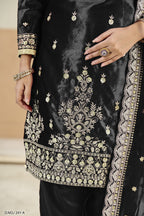Black Velvet Suit Women with Zari and Sequins Embroidery