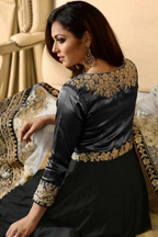 Black Georgette Anarkali Suit Indian Dresses For Marriage - Embroidery Work
