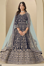 Black Velvet Suit Women Embroidered Anarkali
