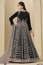 Black Velvet Suit Women Anarkali with Dori and Sequins Work