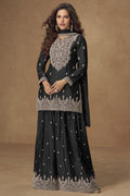 Black Chinon Silk Palazo for Pakistani Suits Online USA