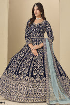 Black Velvet Suit Women Embroidered Anarkali