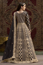 Black Net Anarkali Suits for Wedding with Dori and Sequins Embroidery