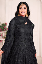 Black Net Sequins Embroidery Anarkali Outfits for Mehndi