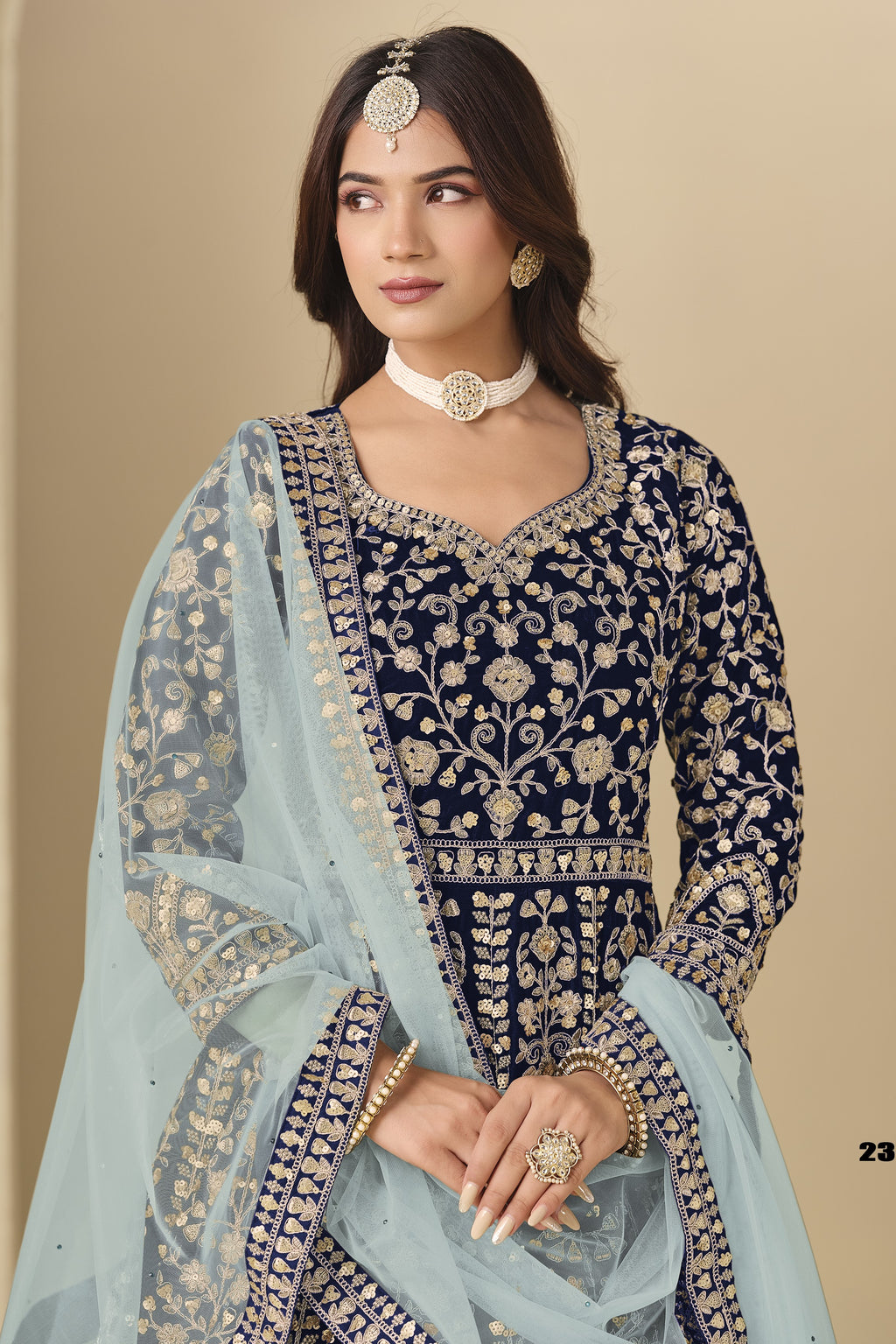 Black Velvet Suit Women Embroidered Anarkali