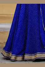 Blue Georgette Lengha Choli For Indian Festivals & Pakistani Weddings Dress - Print Work