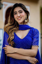 Blue Georgette Lengha Choli For Indian Festivals & Pakistani Weddings Dress - Print Work