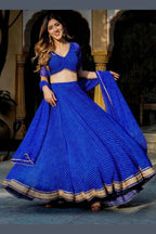 Blue Georgette Lengha Choli For Indian Festivals & Pakistani Weddings Dress - Print Work