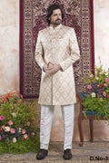 Blush Peach Jacquard Mens Indian Wedding Attire Indo Western