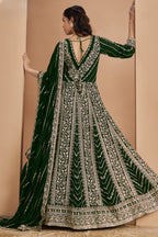 Bottle Green Georgette Anarkali Dress for Reception