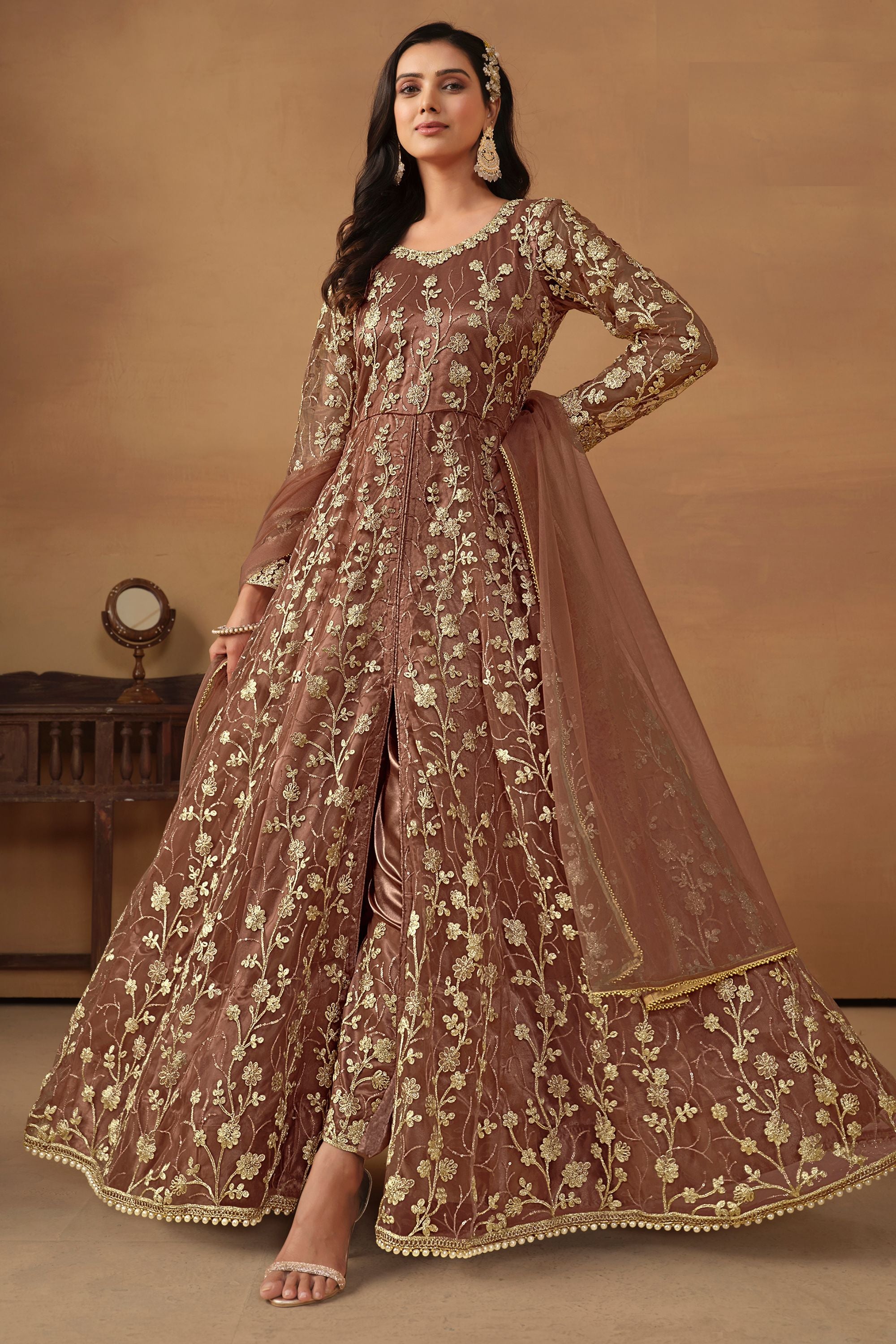 anarkali dress anarkali dress Hand Embroidered Dress/peach Suit Set /pink Hand Work Anarkali USA /indian Dresses/peach Kurta/pink Short Sleeves Anarkali Handwork is finished with reshamkari zari Brown Net Anarkali Indian Wedding