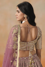 Burgundy Maroon Georgette Lehenga Choli For Indian & Pakistani Wedding Festival - Sequins & Thread Embroidery Work, Zari Work