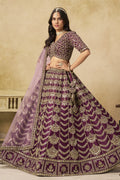Burgundy Art Silk Lehenga Choli for Indian & Pakistani Wedding Festival - Thread & Sequin Embroidery Work