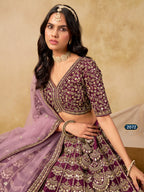 Burgundy Art Silk Lehenga Choli for Indian & Pakistani Wedding Festival - Thread & Sequin Embroidery Work