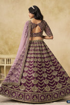 Burgundy Art Silk Lehenga Choli for Indian & Pakistani Wedding Festival - Thread & Sequin Embroidery Work