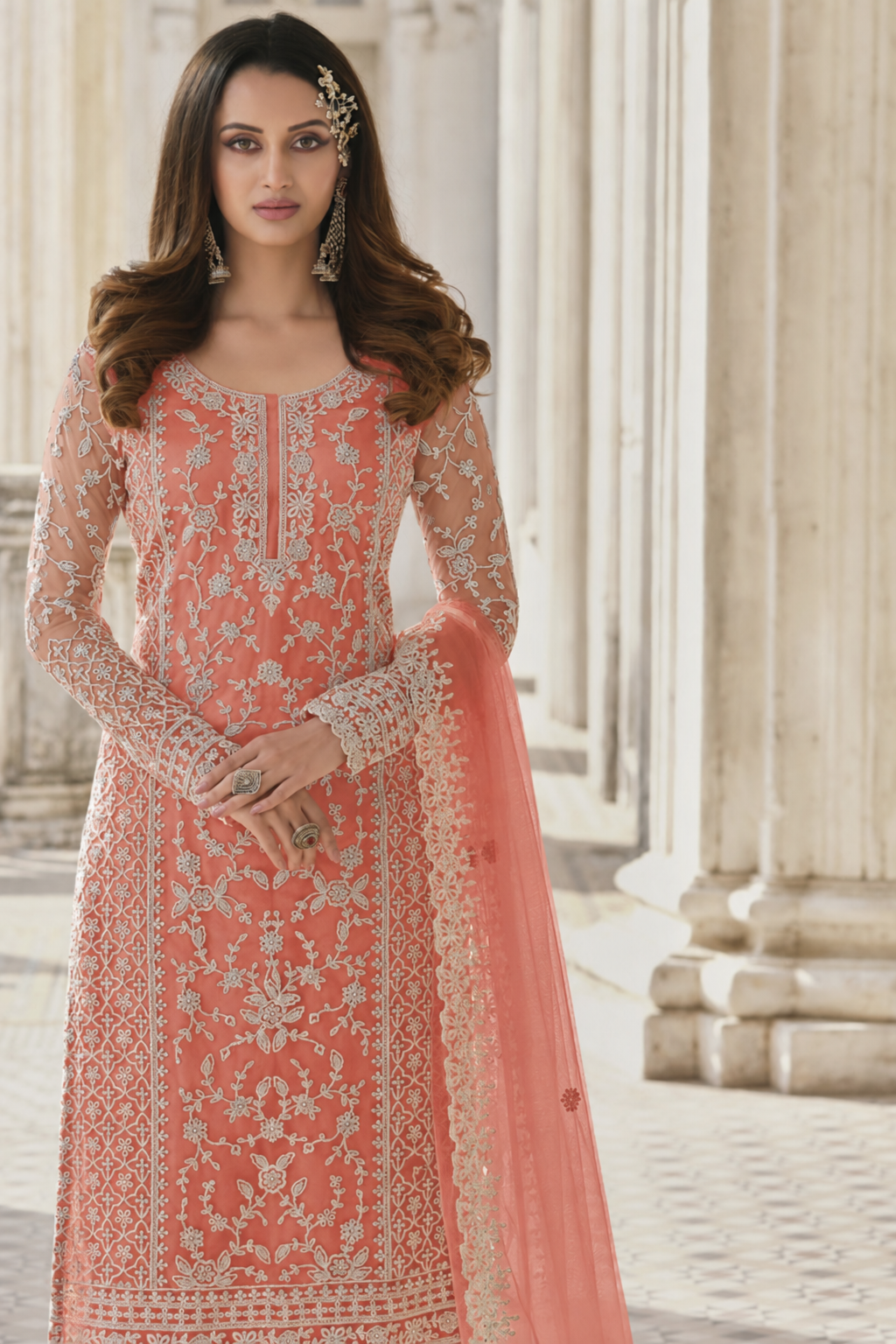 pakistani ladies dress salwar kameez Orange Net Plazzo Suit For Indian Wedding & Festival pakistani salwar kameez cotton