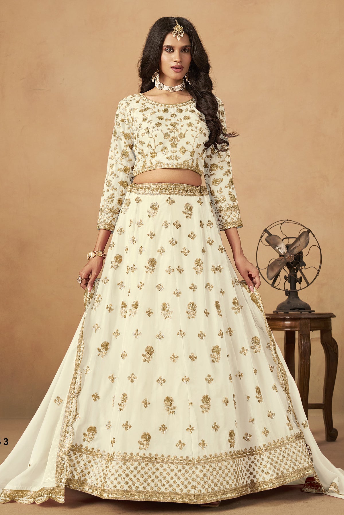 Cream Lehenga Choli for Organza Lehenga