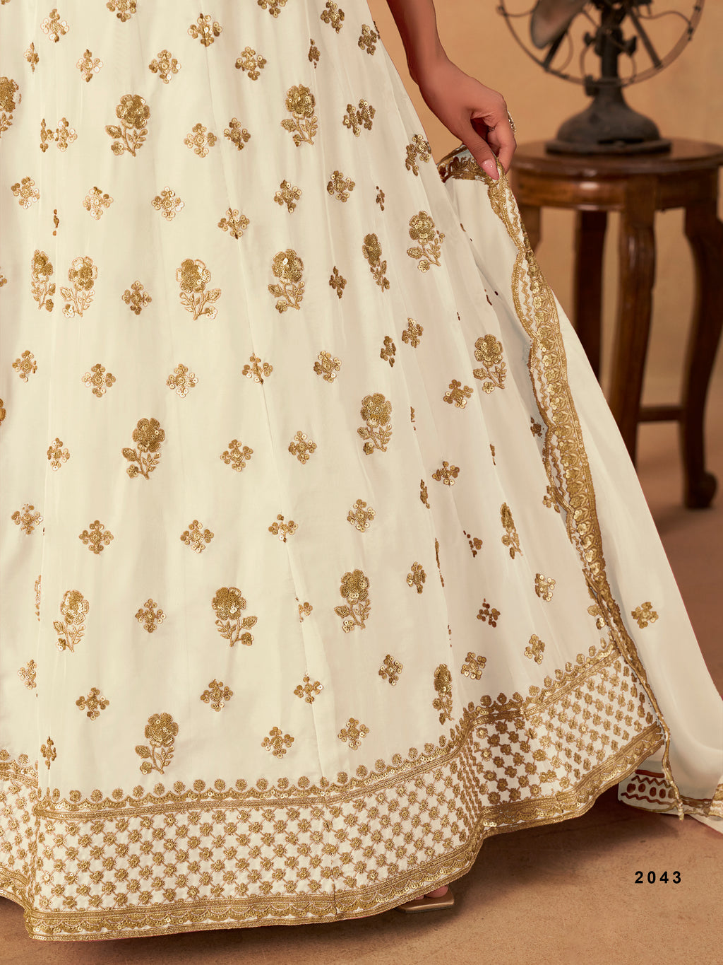 Cream Lehenga Choli for Organza Lehenga