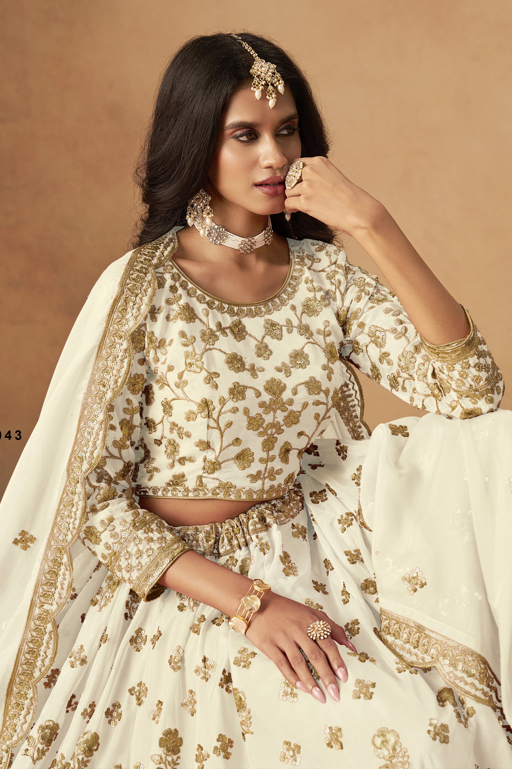 Cream Lehenga Choli for Organza Lehenga