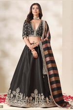 Black Sequin Lehenga for Wedding with Choli and Dupatta