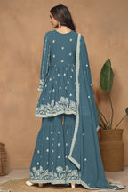 Dark Rma Georgette Light Sharara Suit with Thread Work