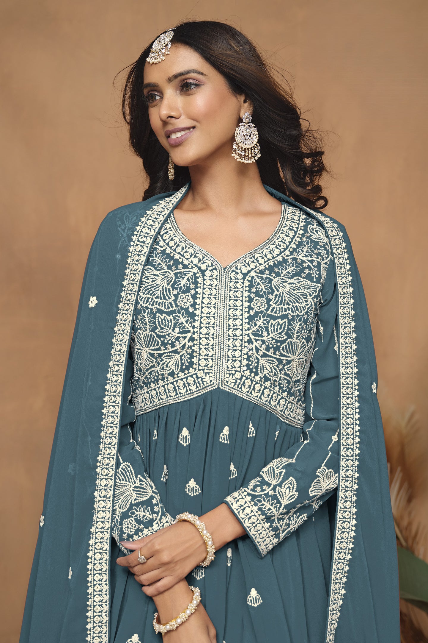 Dark Rma Georgette Light Sharara Suit with Thread Work