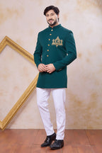 Rama Art Silk Indo Western Clothes for Men with Zardozi Work